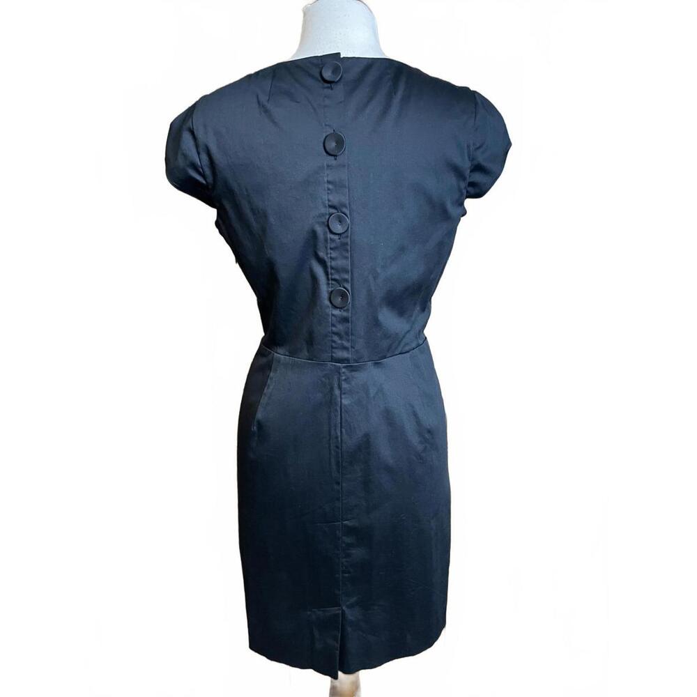 Boden black fitted dress with button back & cap sleeves 10 - Picture 3 of 7